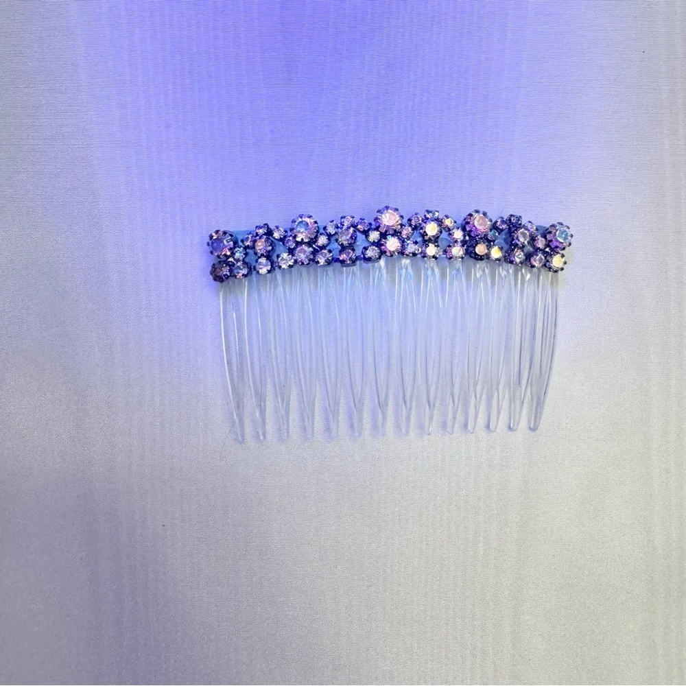 Vintage Aurora Borealis Crystal Rhinestone Side Hair Comb - Picture 5 of 7
